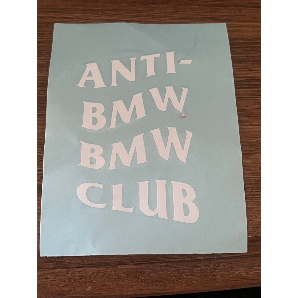 White BMW Anti BmW Sticker for car decal small funny sticker